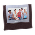 Dark Brown Leather Like Photo Frame W/ Brushed Aluminum Trim (4"x6")